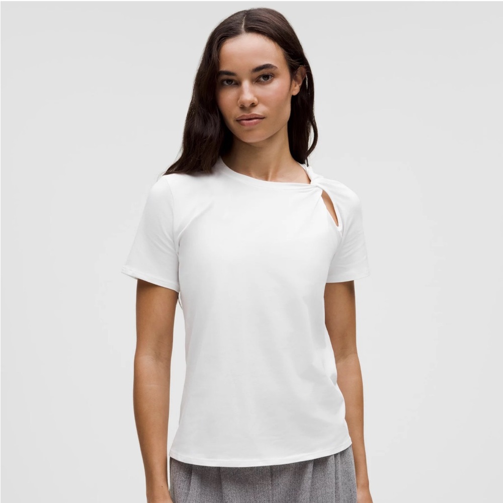 Lululemon Athletica cotton shoulder twist white T-Shirt